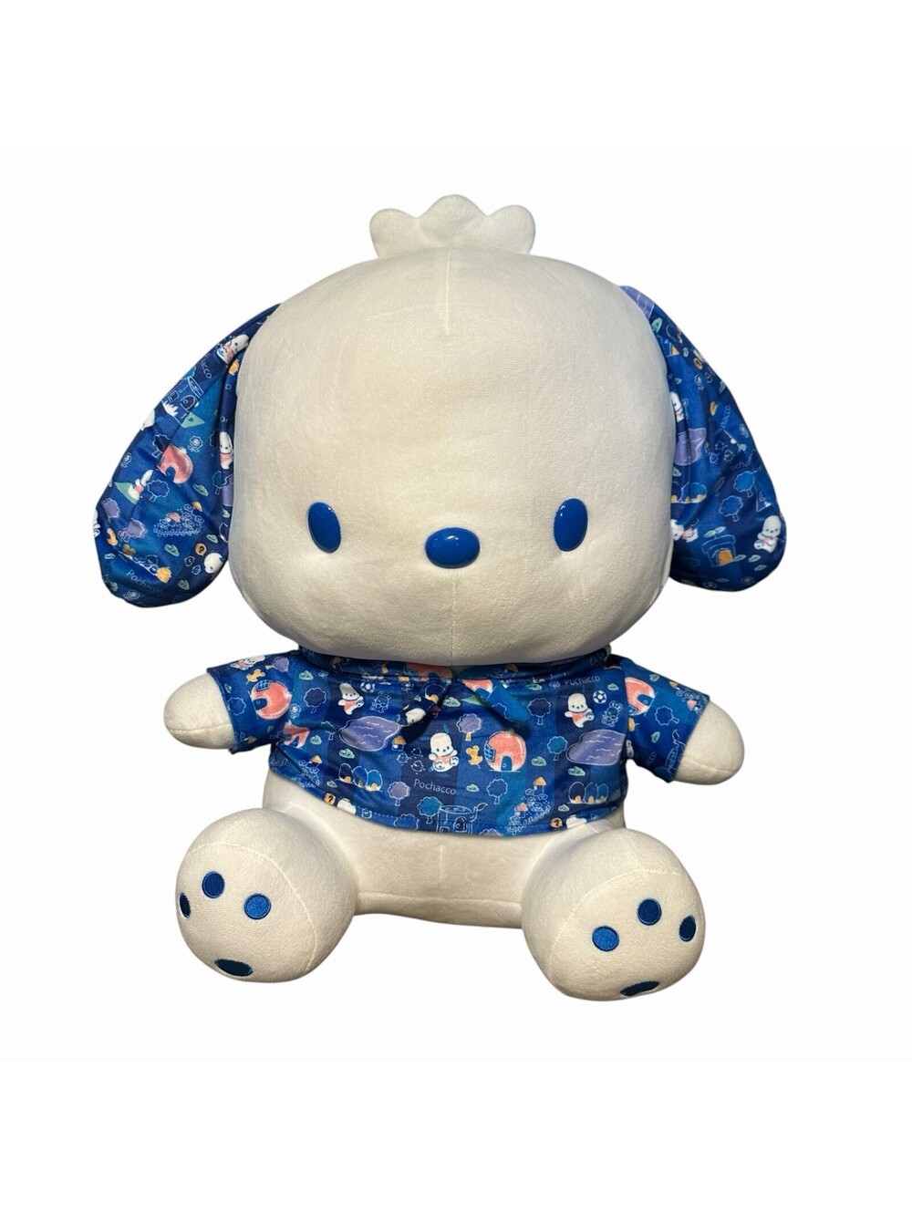 NWT Sanrio 2018 Pochacco 18” Blue Giant All Over Print Plush Japan Kawaii